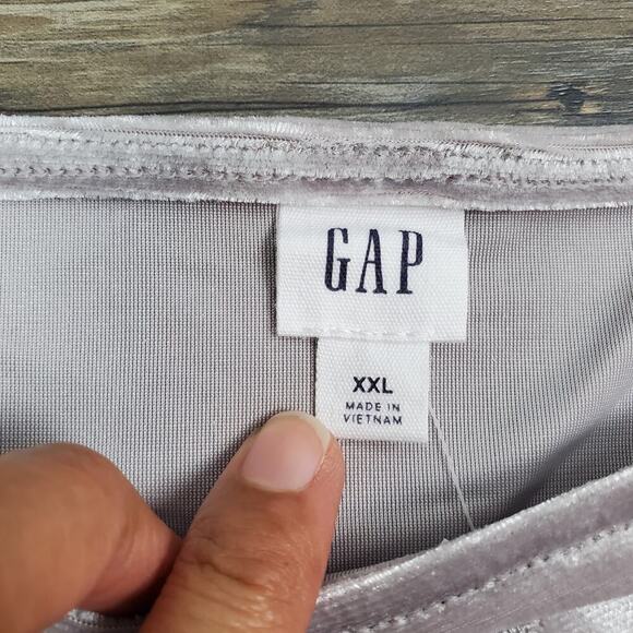 GAP Crushed Velvet Silver Cropped Top Sz XXL NWT Gothic Whimsy Romantic Glam - Picture 5 of 9
